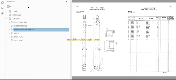 Hitachi HX180B Parts Catalog & Equipment Components Parts Catalog