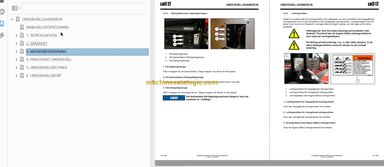 Sandvik LH517 Mining Loader Operator's and Maintenance Manual (L317D374 Swedish)