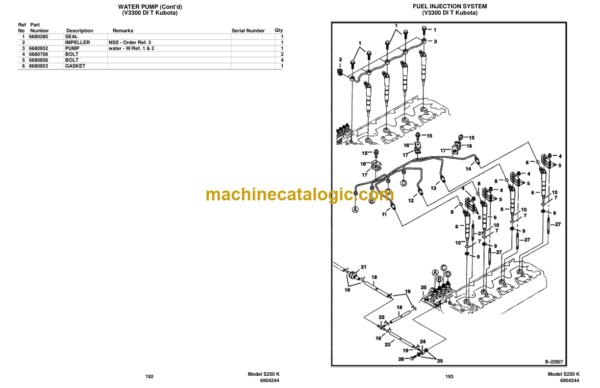 Bobcat S250 Skid Steer Loader Parts Manual