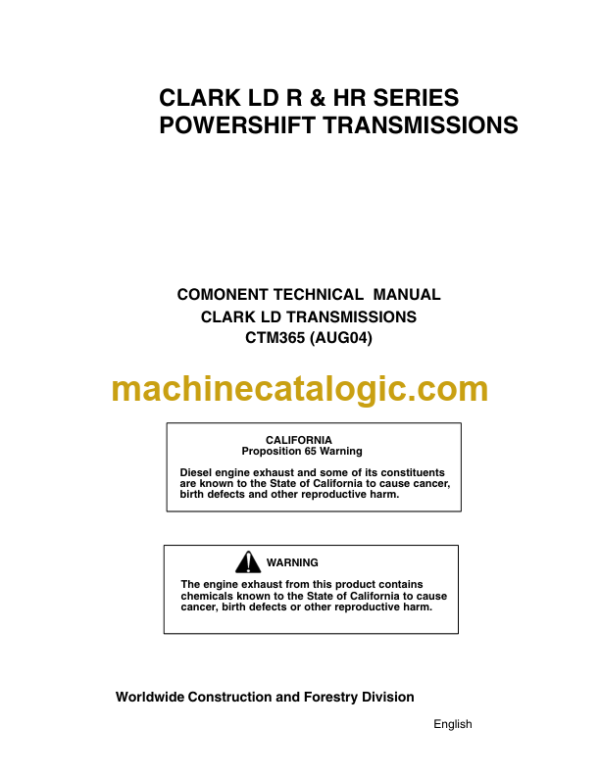 Timberjack Clark LD Transmission CTM 365 Component Technical Manual