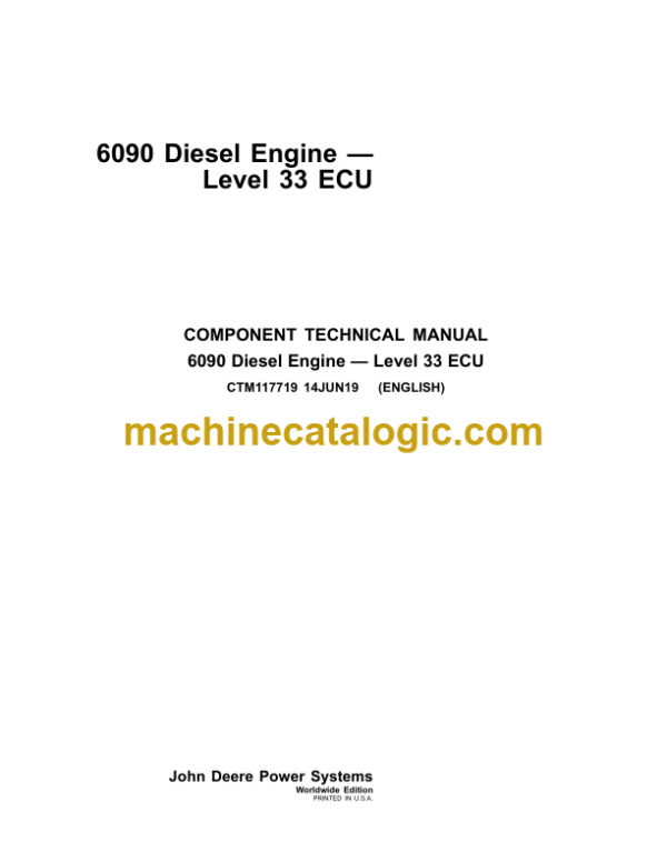 John Deere 6090 Diesel Engine Level 33 ECU Component Technical Manual