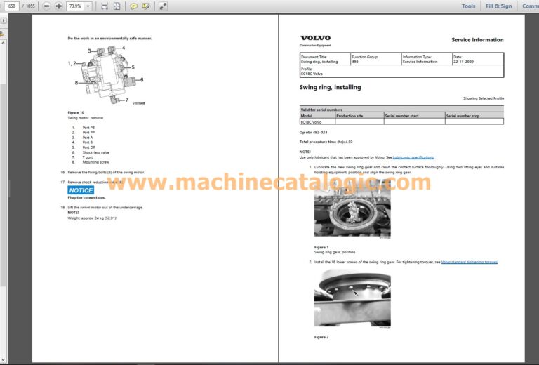 EC18C Crawler Excavator Repair and Service Manual PDF Index