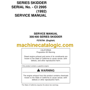 Timberjack 300 400 Series Skidder Service Manual (SN CI 2995)