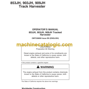 Timberjack 853JH 903JH 909JH Track Harvester Operators Manual