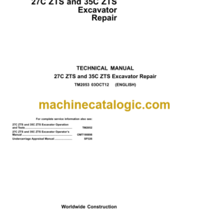 John Deere 27C ZTS and 35C ZTS Excavator Repair Technical Manual (TM2053)