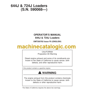 John Deere 644J & 724J Loaders Operators Manual (OMT200782)