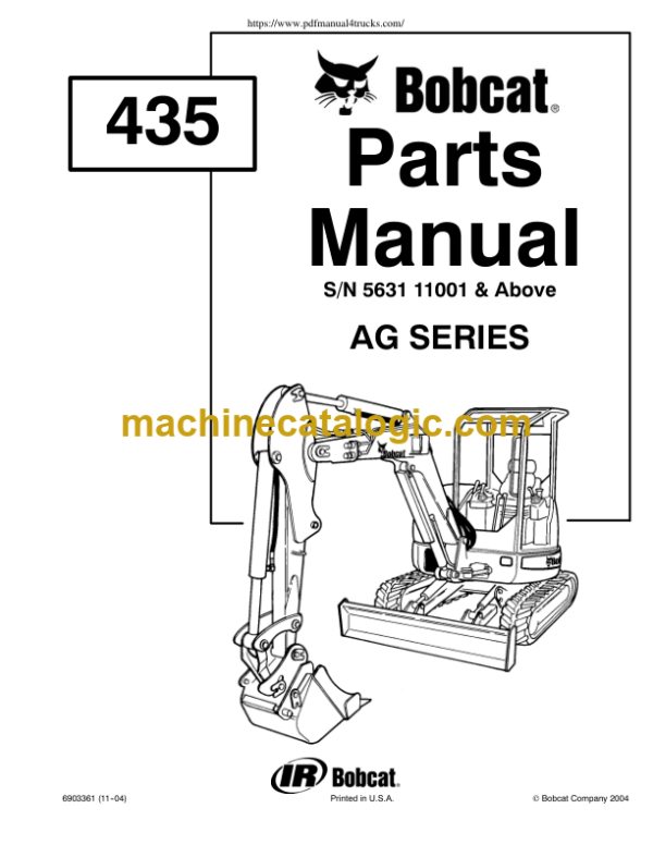 Bobcat 435 AG SERIES Excavator Parts Manual