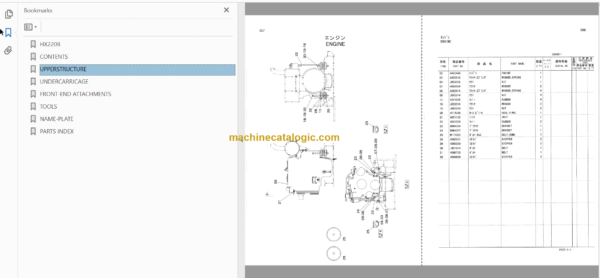 Hitachi HX220B Parts Catalog & Equipment Components Parts Catalog