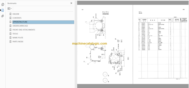 Hitachi HX220B Parts Catalog & Equipment Components Parts Catalog