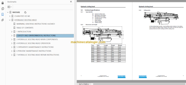 Sandvik DS511-C Drill Rig Service and Parts Manual (117B45215-1)