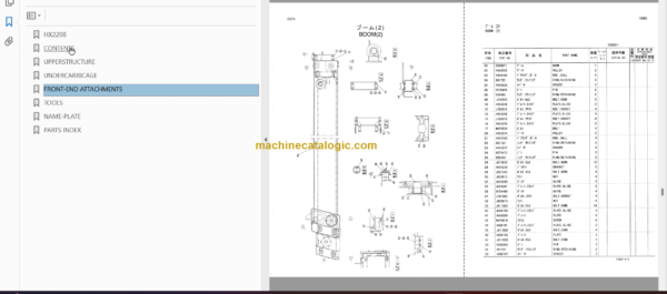 Hitachi HX220B Parts Catalog & Equipment Components Parts Catalog