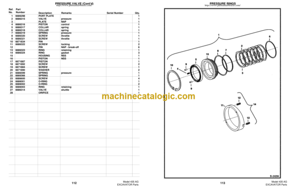 Bobcat 435 AG SERIES Excavator Parts Manual