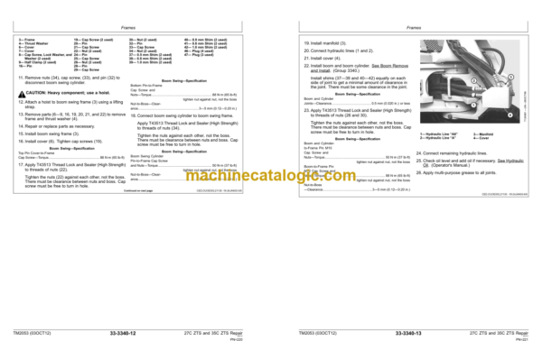 John Deere 27C ZTS and 35C ZTS Excavator Repair Technical Manual (TM2053)