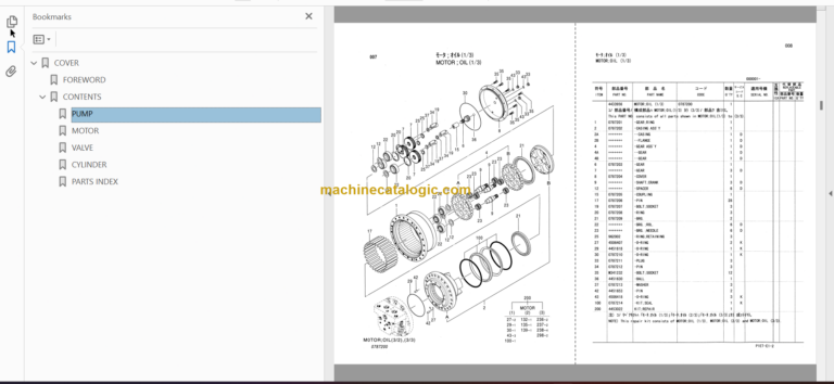 Hitachi HX220B Parts Catalog & Equipment Components Parts Catalog