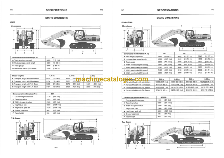 JCB JS130 JS160 JS180 JS200 JS210 JS220 JS235 JS240 JS260 Operator Handbook