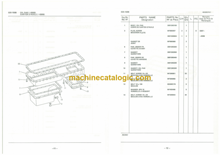 Furukawa FL200B FL230 6D20C Engine Parts Catalog
