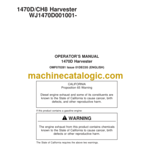 Timberjack 1470D CH8 Harvester Operators Manual