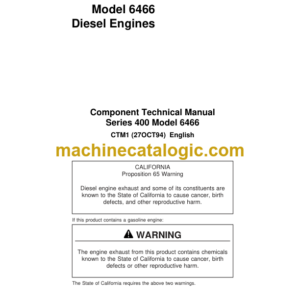 John Deere Series 400 Model 6466 Diesel Engines Component Technical Manual (CTM1)