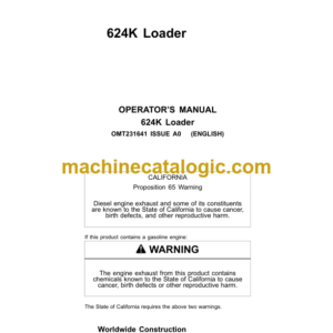 John Deere 624K Loader Operators Manual (OMT231641)