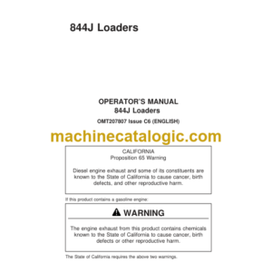 John Deere 844J Loaders Operators Manual (OMT207807)