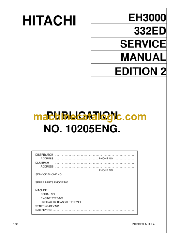 Hitachi EH3000 Service Manual