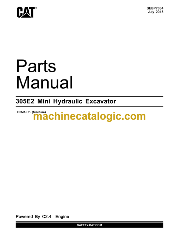 CAT 305E2 Mini Hydraulic Excavator Parts Manual