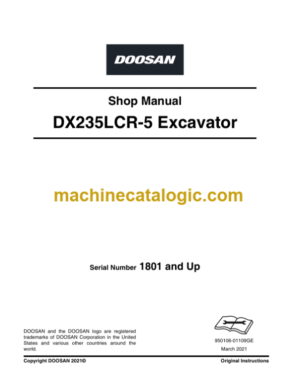 Doosan DX235LCR-5 Excavator Shop Manual