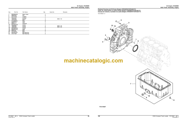 John Deere 333G Compact Track Loader Parts Catalog (PC15047) PIN:1T0333G_ _ _F300253-