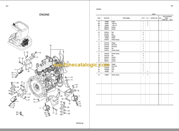 Hitachi EX16-2B Excavator Parts Catalog & Equipment Components Parts Catalog