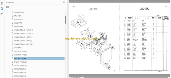 Hitachi JD450CLC Excavator Parts Catalog & Equipment Components Parts Catalog