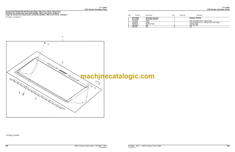 John Deere 333G Compact Track Loader Parts Catalog (PC15047) PIN:1T0333G_ _ _F300253-