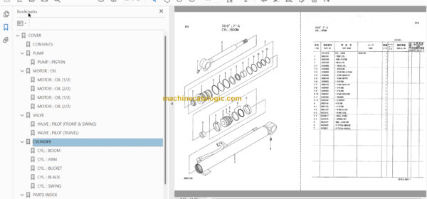 Hitachi JD17ZTS Excavator Parts Catalog & Equipment Components Parts Catalog