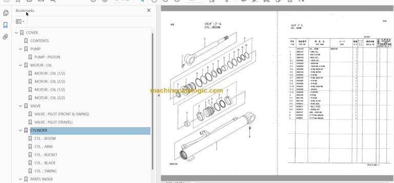 Hitachi JD17ZTS Excavator Parts Catalog & Equipment Components Parts Catalog