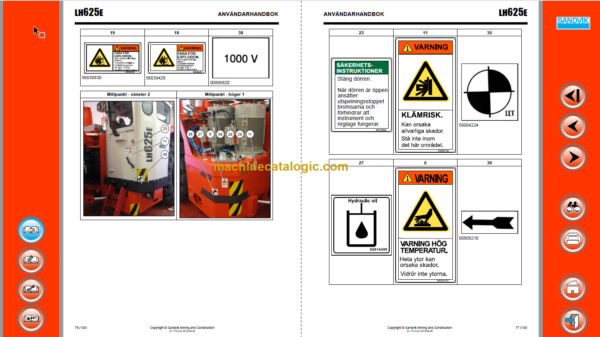 Sandvik LH625E Mining Loader Operator's and Maintenance Manual (L225E025 Swedish)