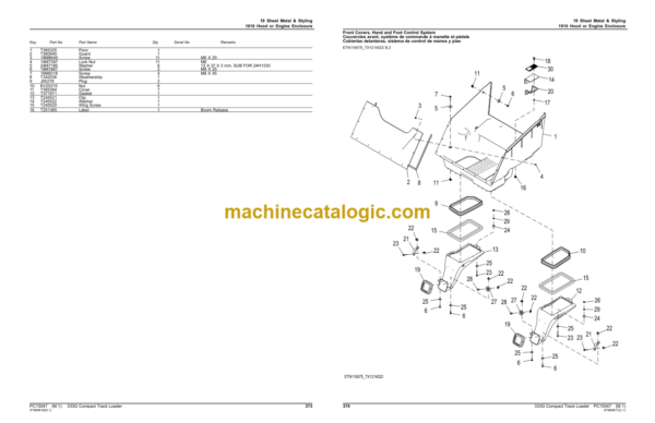 John Deere 333G Compact Track Loader Parts Catalog (PC15047) PIN:1T0333G_ _ _F300253-