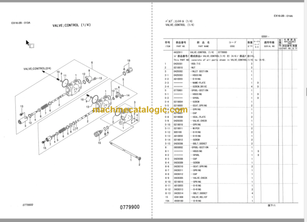 Hitachi EX16-2B Excavator Parts Catalog & Equipment Components Parts Catalog