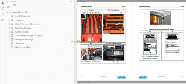 Sandvik LH517 Mining Loader Operator's and Maintenance Manual (L617D441 Swedish)