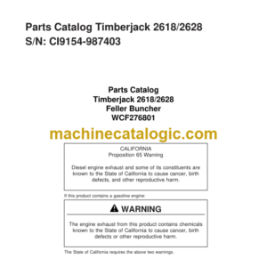 Timberjack 2618 2628 Feller Buncher Parts Catalog (SN CI9154-987403)