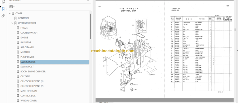 Hitachi JD17ZTS Excavator Parts Catalog & Equipment Components Parts Catalog