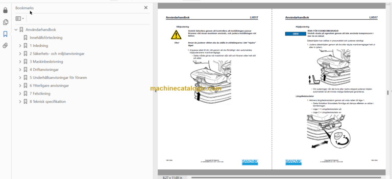 Sandvik LH517 Mining Loader Operator's and Maintenance Manual (L617D441 Swedish)