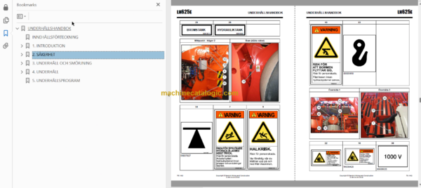 Sandvik LH625E Mining Loader Operator's and Maintenance Manual (L225E025 Swedish)