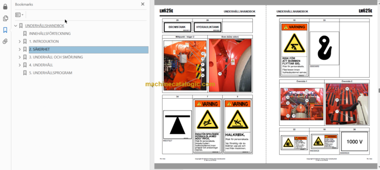 Sandvik LH625E Mining Loader Operator's and Maintenance Manual (L225E025 Swedish)