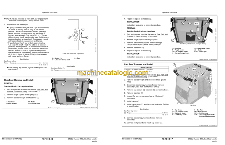 John Deere 310SL HL and 410L Backhoe Loader Repair Technical Manual (TM13300X19)