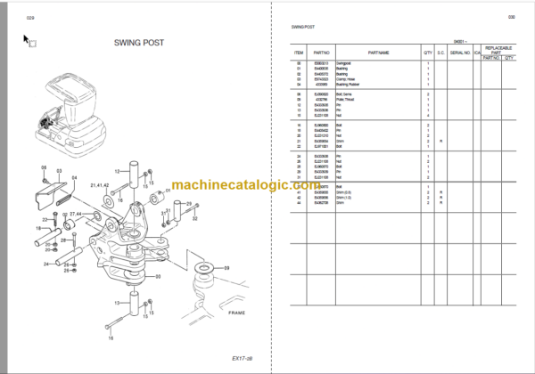 Hitachi EX17-2B Excavator Parts Catalog & Equipment Components Parts Catalog