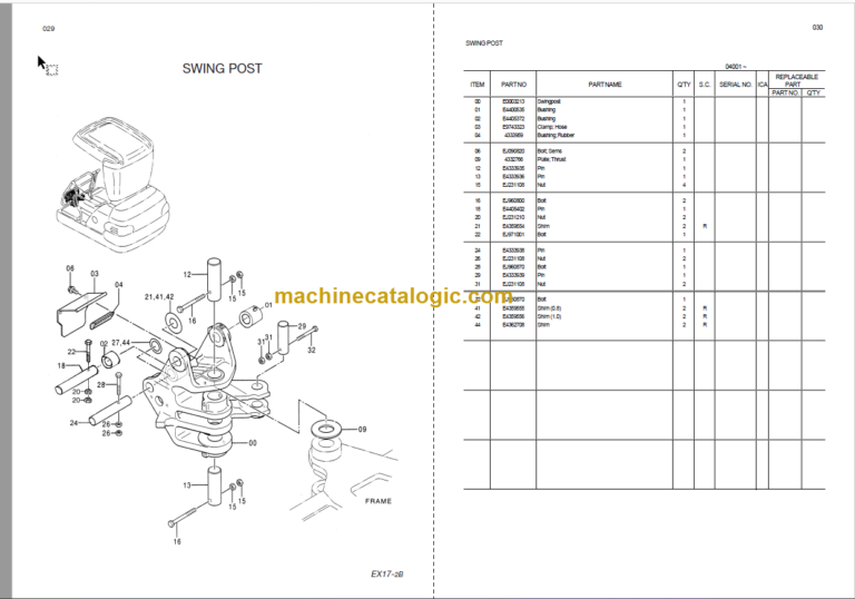 Hitachi EX17-2B Excavator Parts Catalog & Equipment Components Parts Catalog