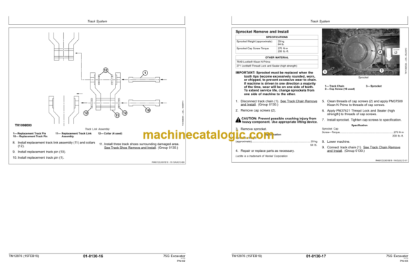 John Deere 75G Excavator Repair Technical Manual (TM12876)
