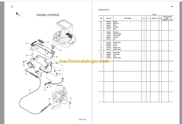 Hitachi EX17-2B Excavator Parts Catalog & Equipment Components Parts Catalog