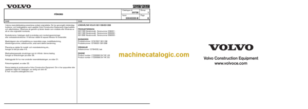 VOLVO SD115B SD135B Soil Compactor Parts Catalog