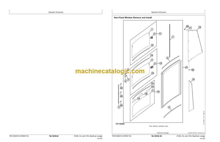 John Deere 310SL HL and 410L Backhoe Loader Repair Technical Manual (TM13300X19)