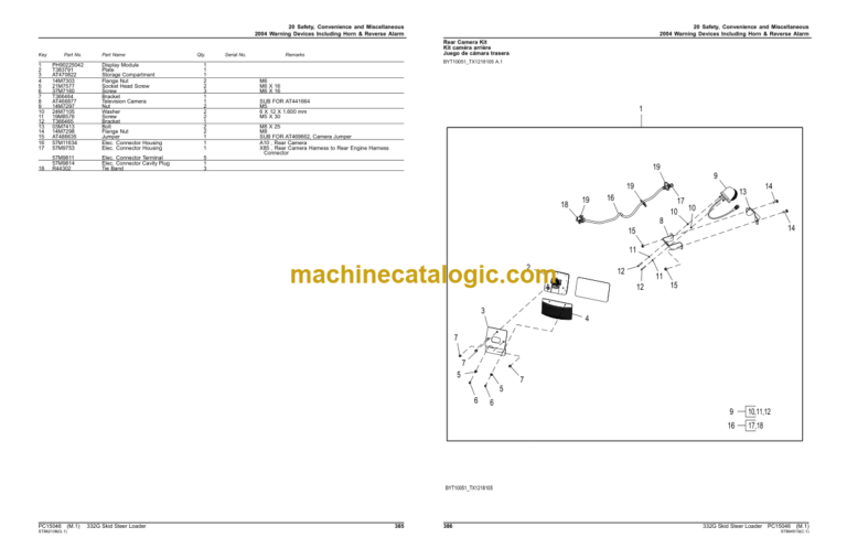 John Deere 332G Skid Steer Loader Parts Catalog (PC15046)